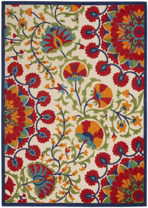 Red and Multicolor Indoor Outdoor Runner Rug